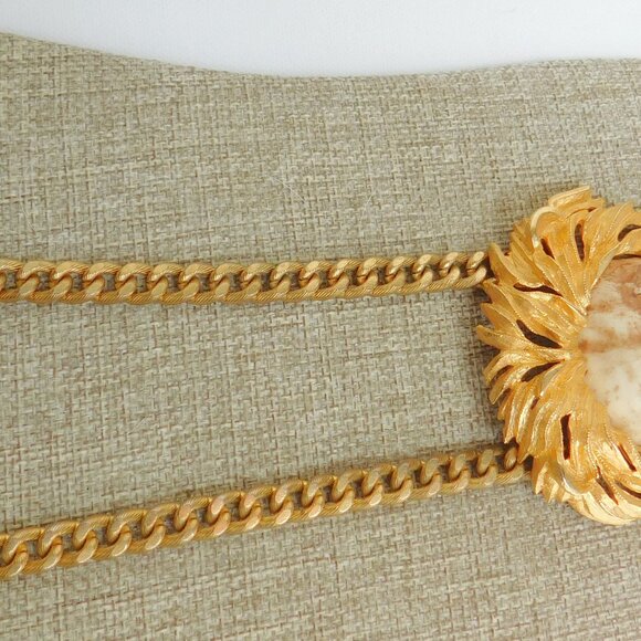 VTG 1970s Luca Razza Lion Head Pendant Chain Gold Necklace Statement Runway - Picture 5 of 10